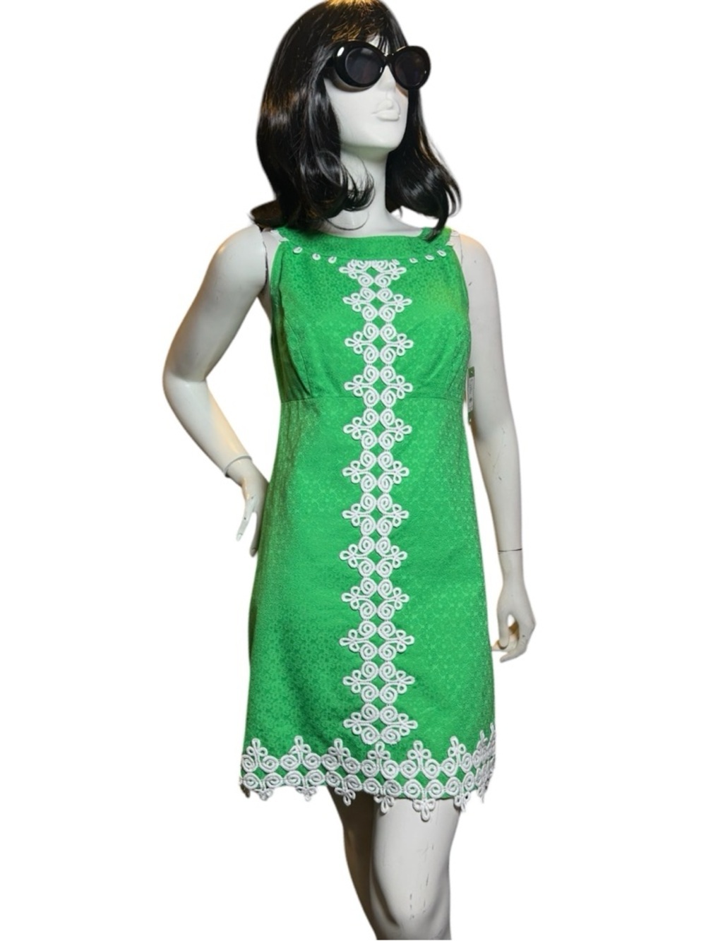 Lilly Pulitzer Green & White Embroidered Sleeveless Shift Dress Size 2 NWT